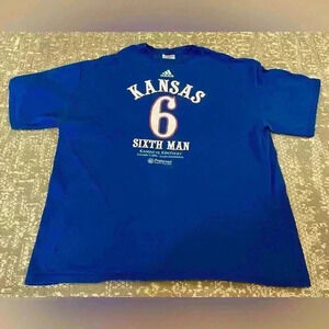 Kansas Jayhawks Adidas 6th Man 2006 KU vs UK shirt size‎ XL color Blue Flaws